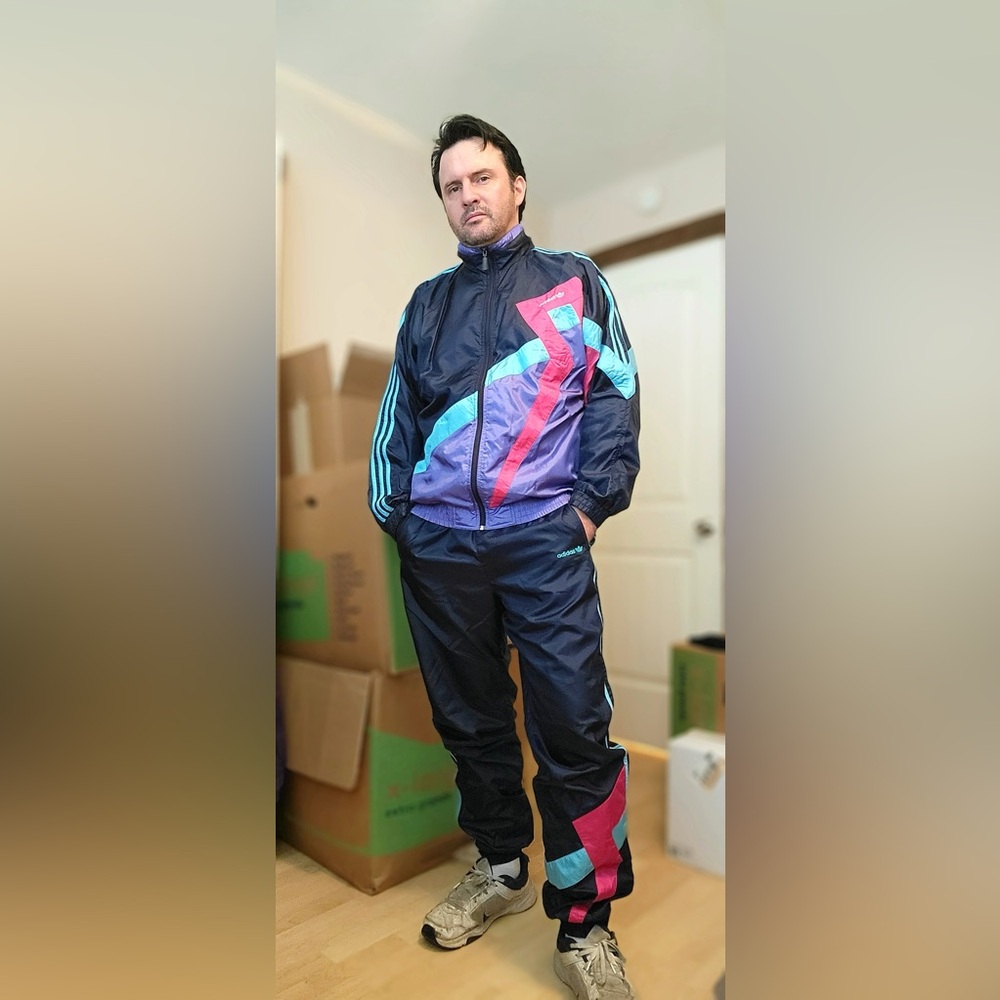 Adidas RARE satin shiny nylon shell suit windsuit imported